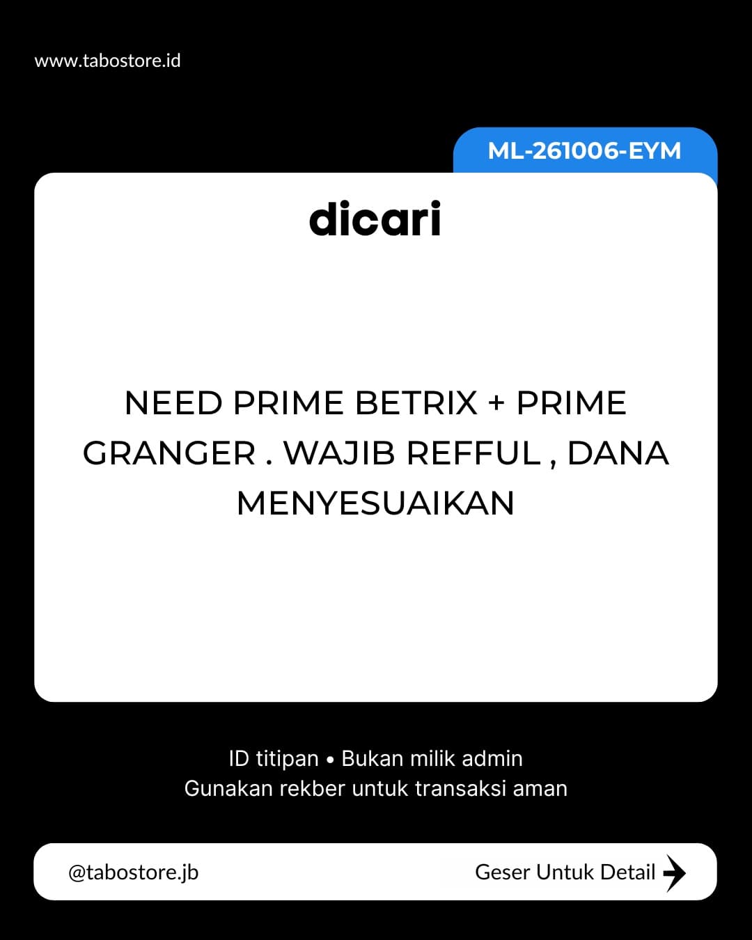 Cari Akun - Budget Rp 400.000 - Rp 1.000.000