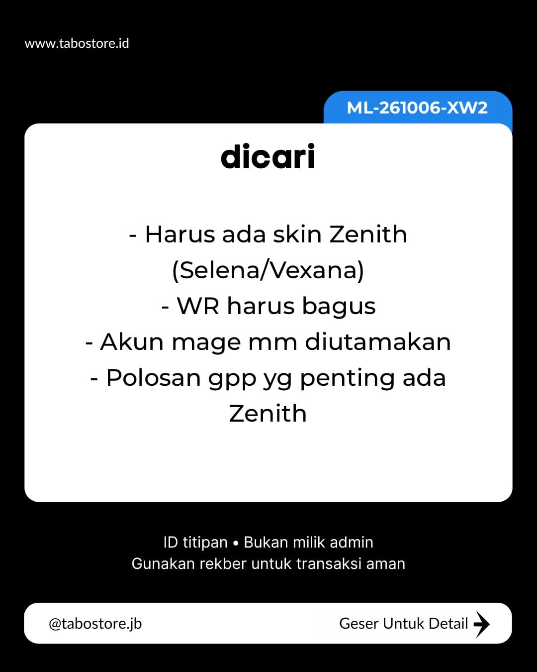 Cari Akun - Budget Rp 200.000 - Rp 2.000.000