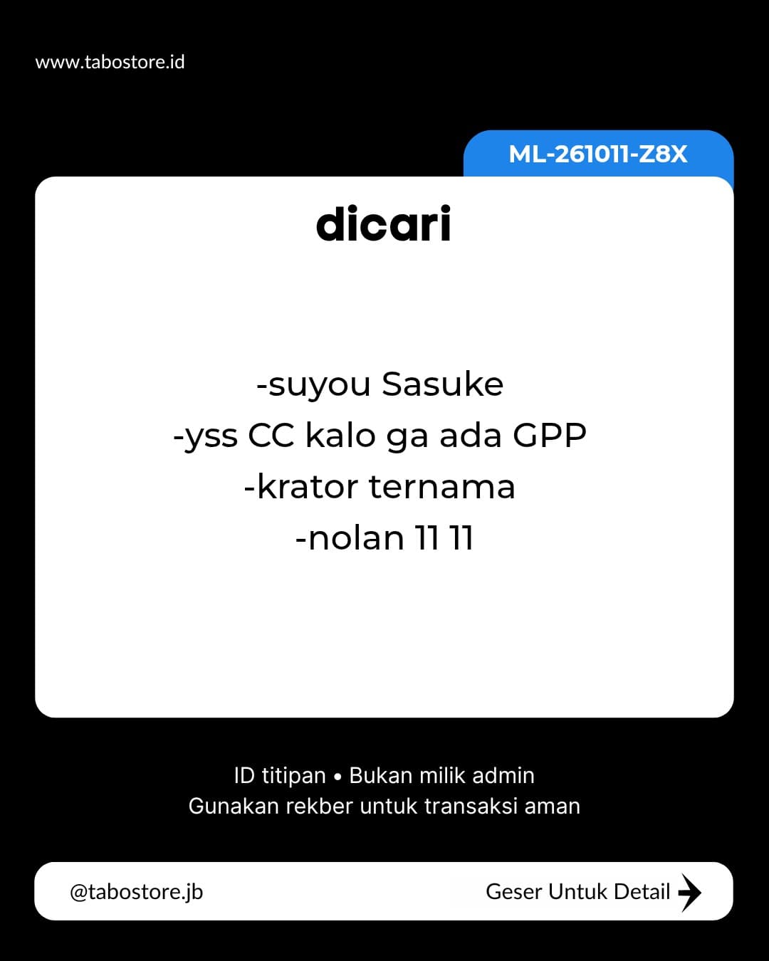 Cari Akun - Budget Rp 100.000 - Rp 200.000