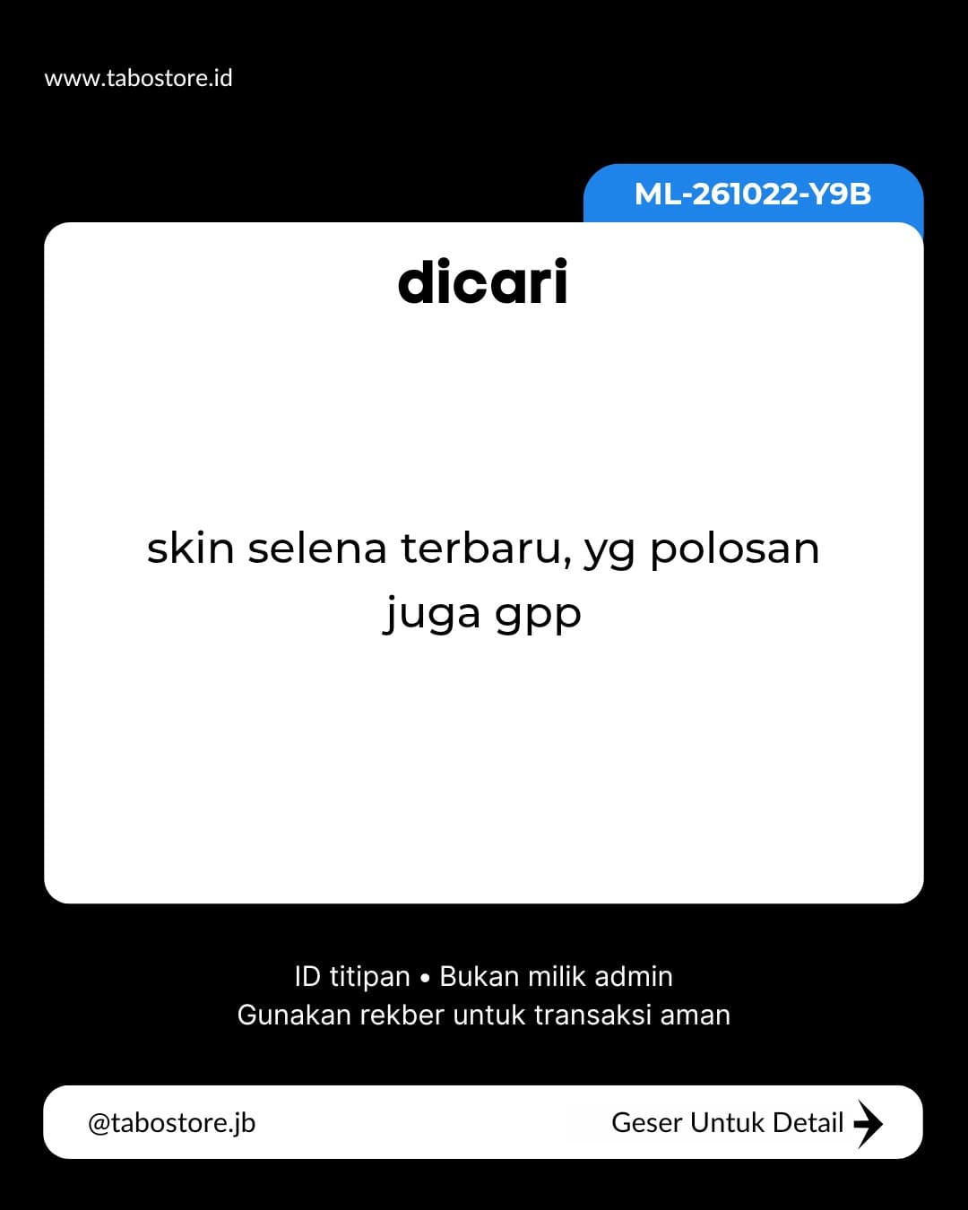 Cari Akun - Budget Rp 300.000 - Rp 700.000