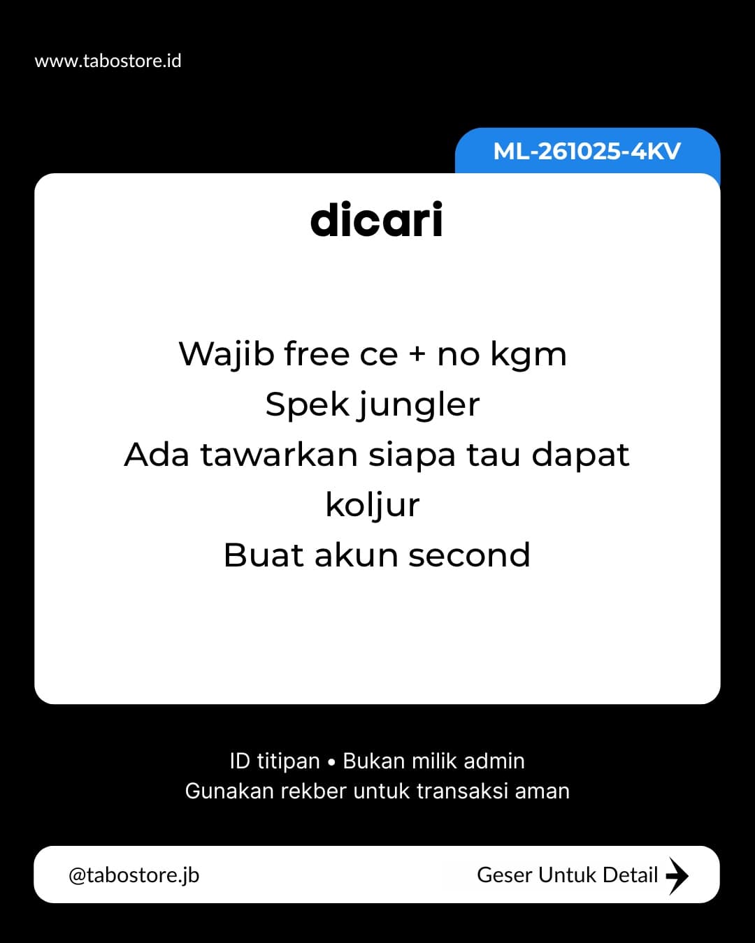 Cari Akun - Budget Rp 1.000.000 - Rp 1.500.000