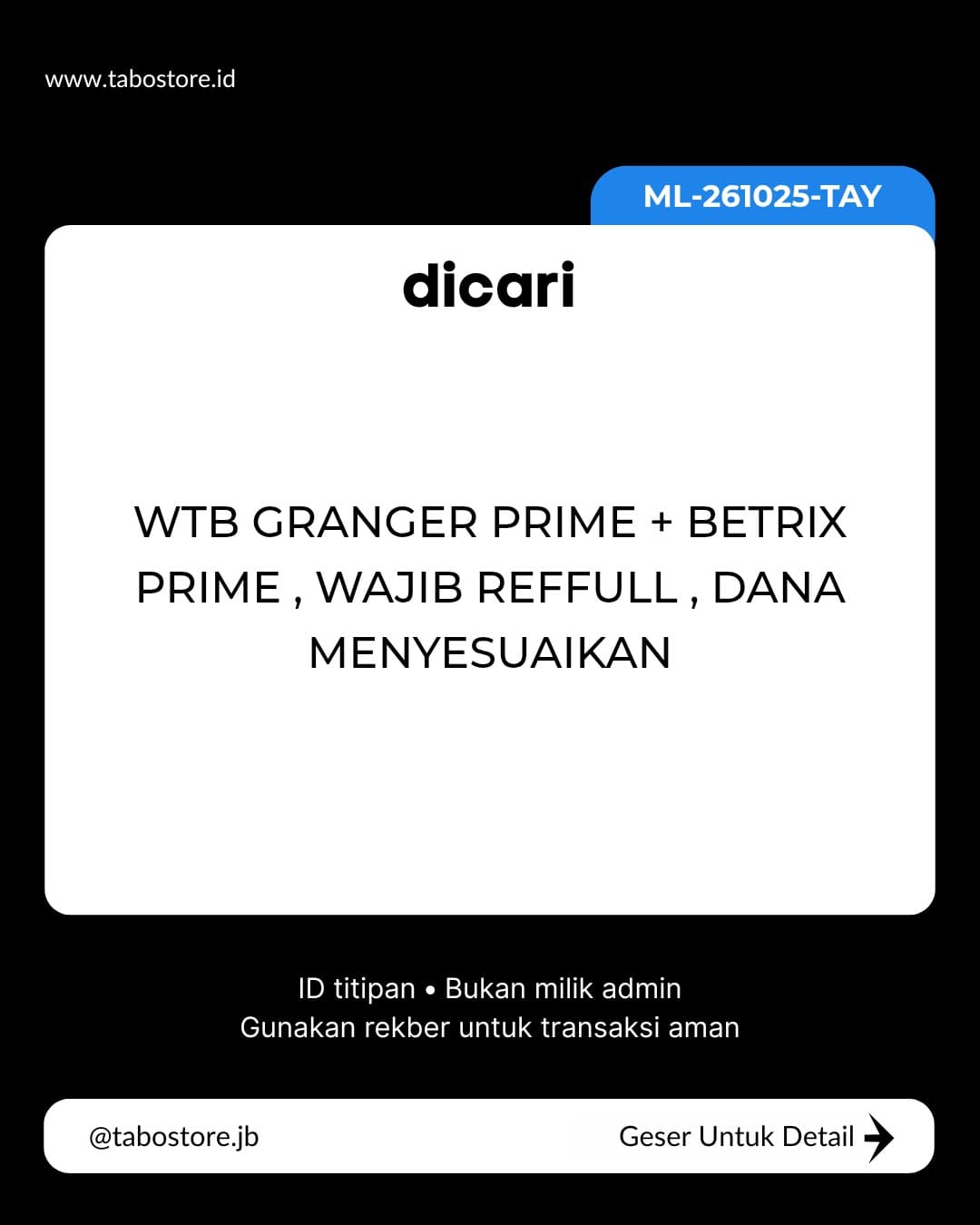 Cari Akun - Budget Rp 300 - Rp 600