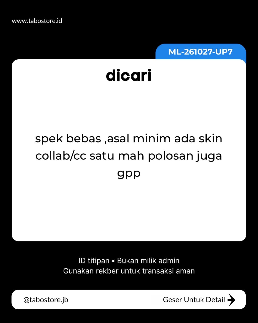 Cari Akun - Budget Rp 0 - Rp 170.000