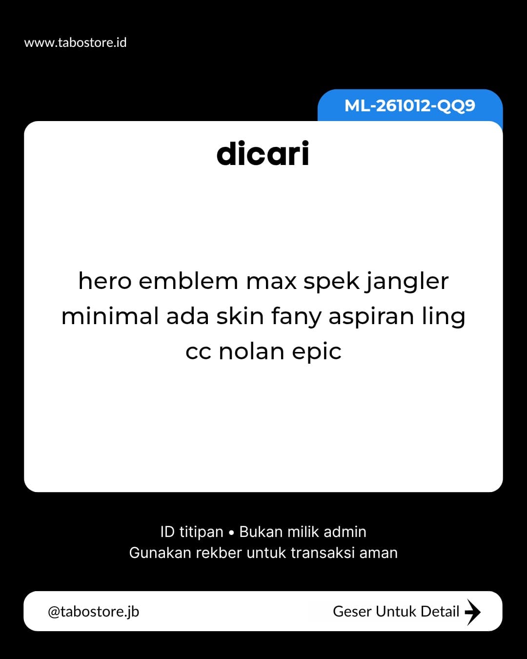 Cari Akun - Budget Rp 500.000 - Rp 600.000