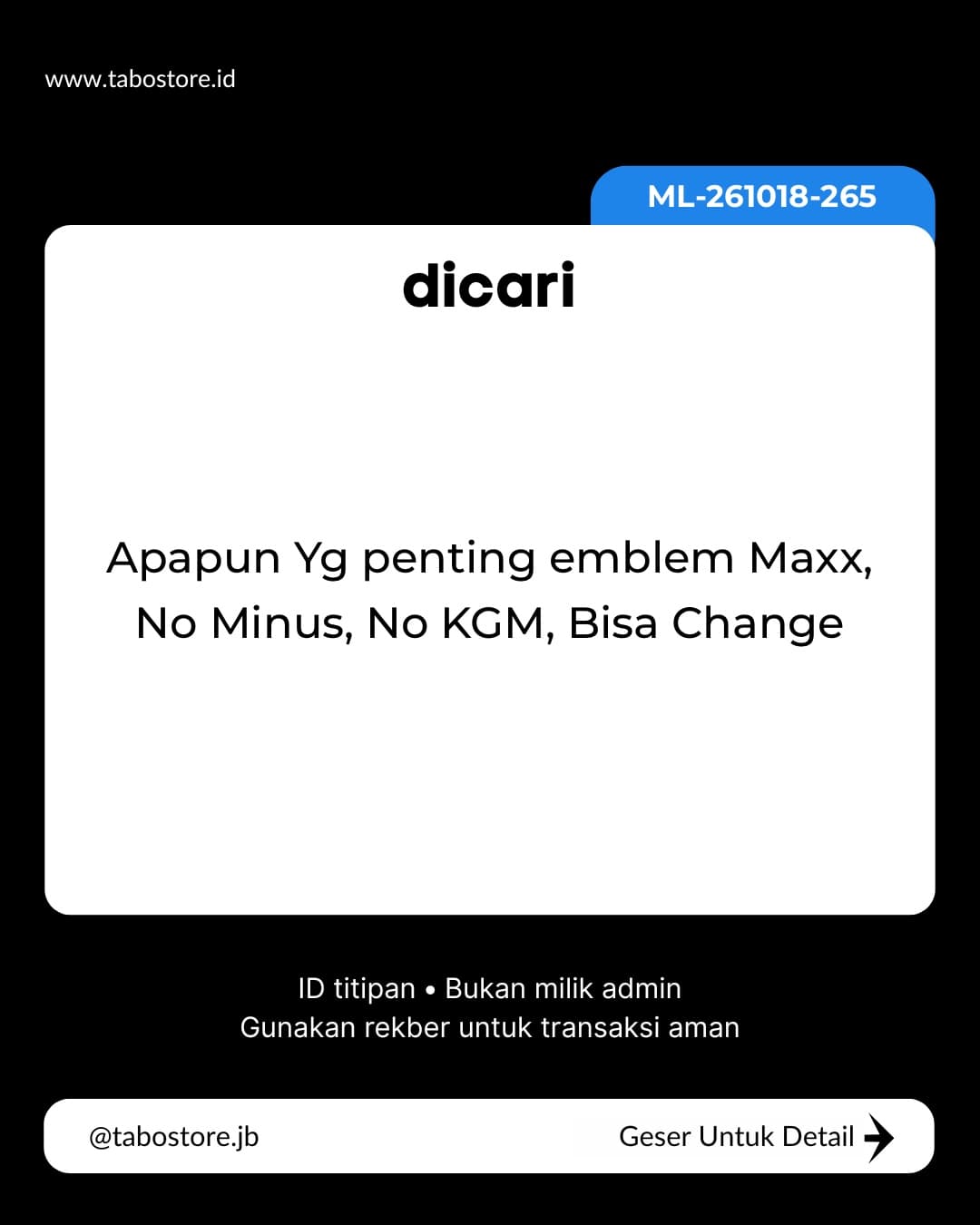 Cari Akun - Budget Rp 50.000 - Rp 100.000