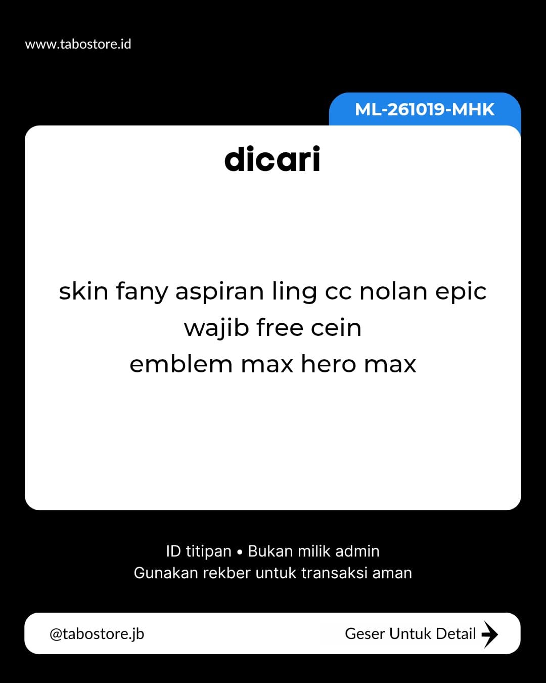 Cari Akun - Budget Rp 500.000 - Rp 600.000