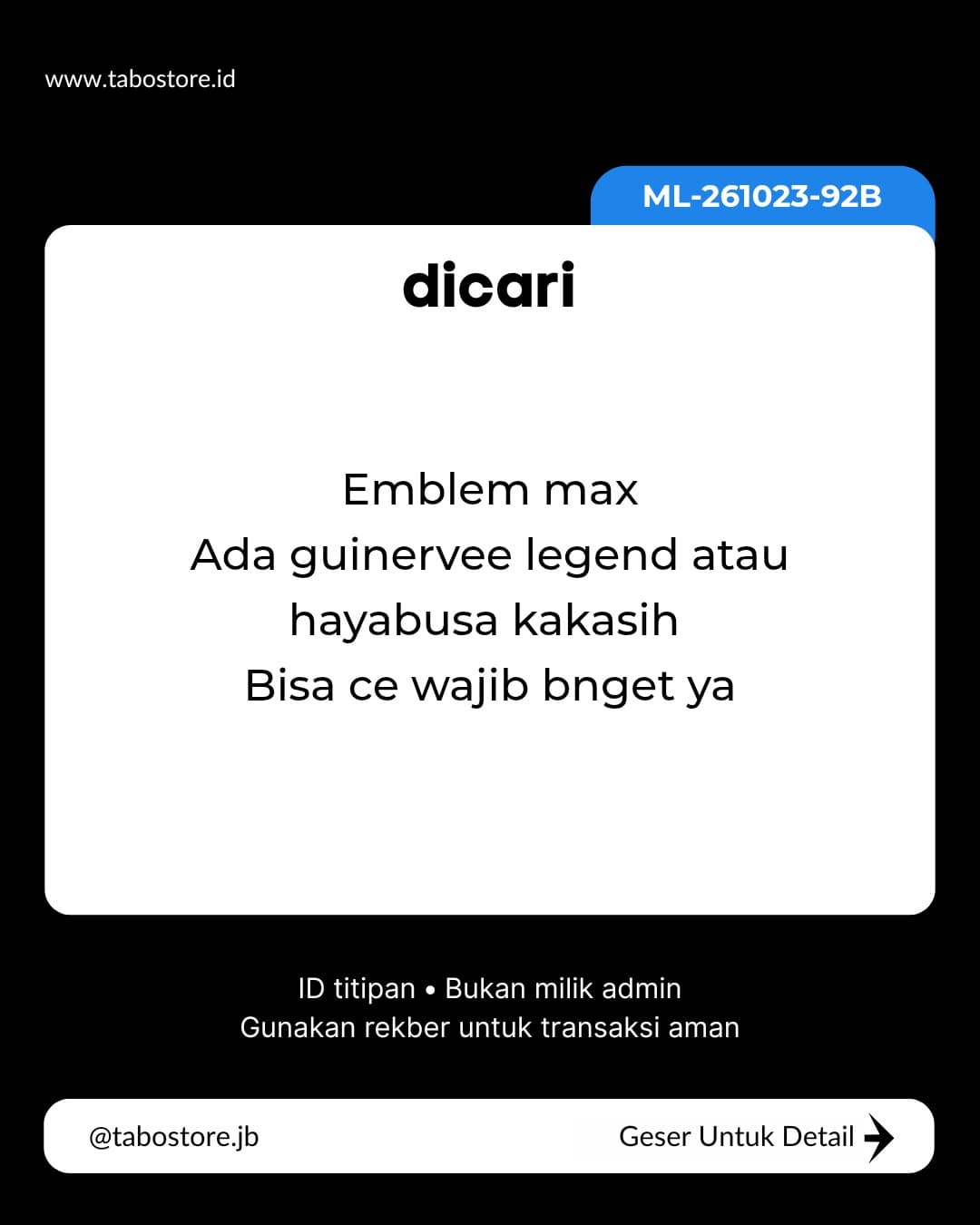 Cari Akun - Budget Rp 300.000 - Rp 500.000