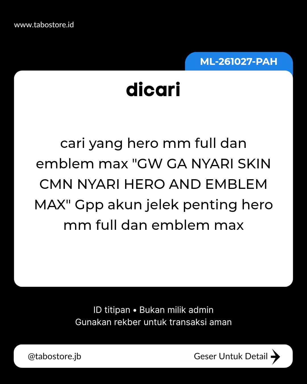Cari Akun - Budget Rp 100.000 - Rp 100.000