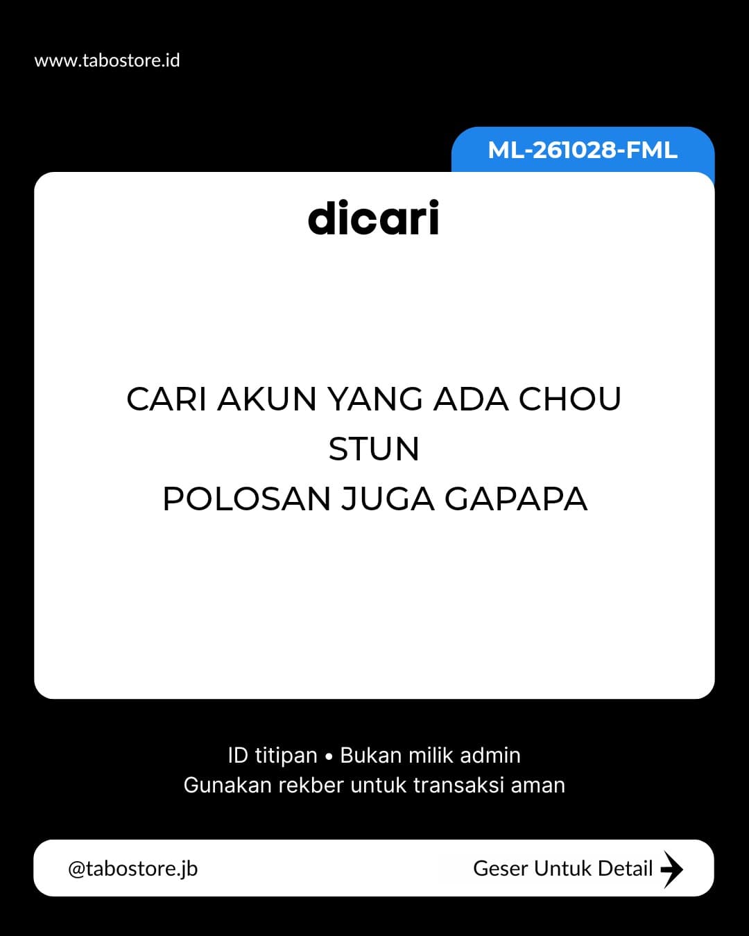 Cari Akun - Budget Rp 10.000 - Rp 150.000