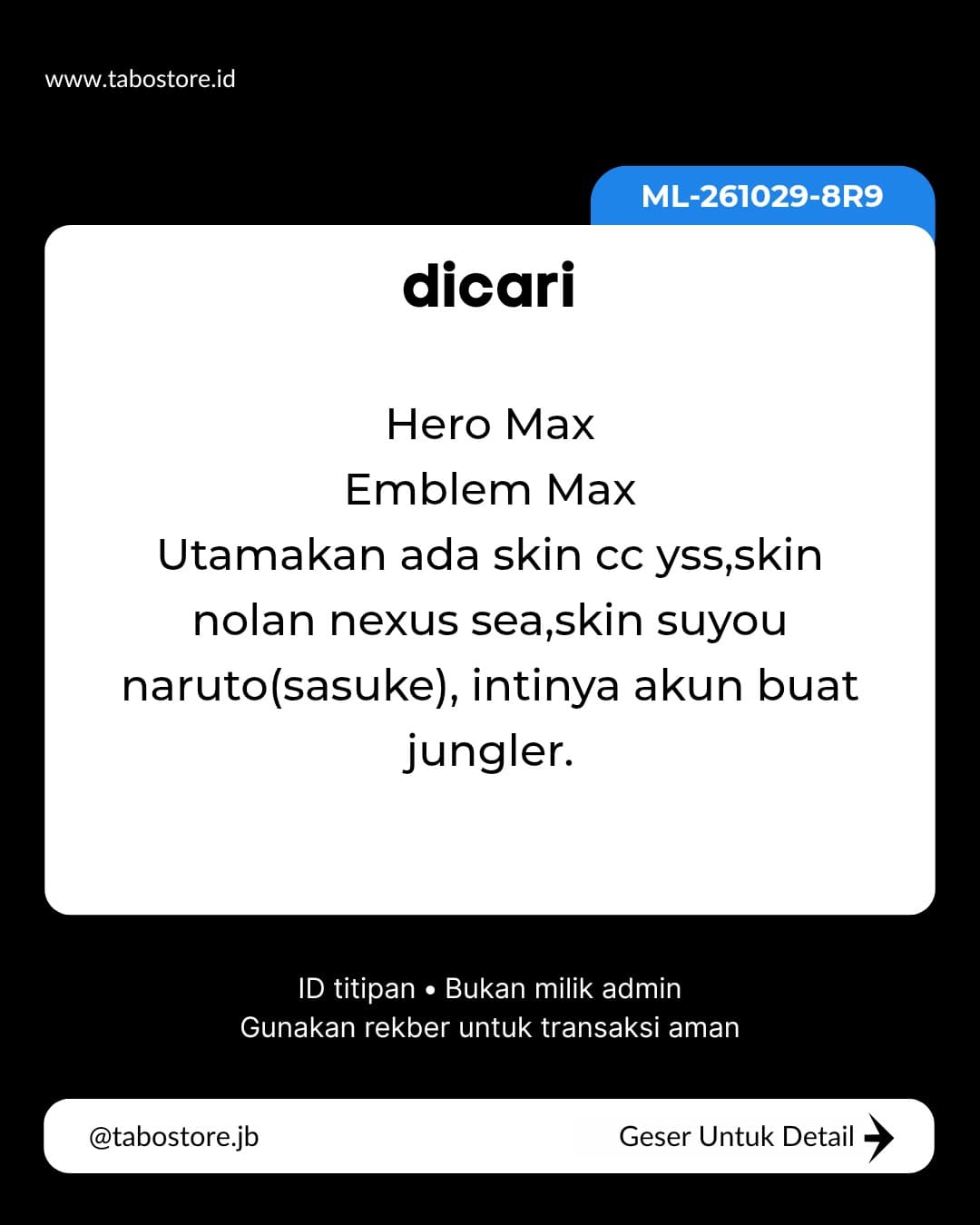 Cari Akun - Budget Rp 1.000.000 - Rp 1.500.000