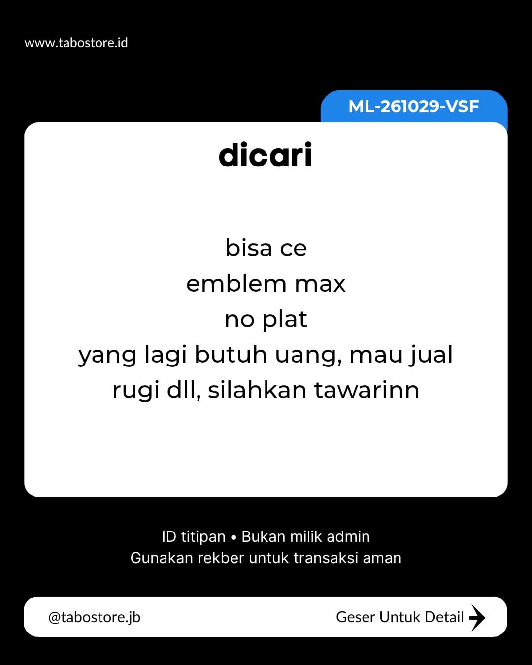 Cari Akun - Budget Rp 0 - Rp 250.000